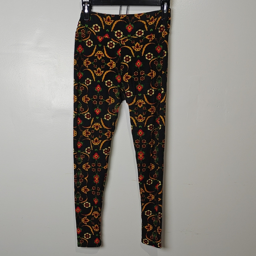 LuLaRoe Black and Gold Patterned Leggings